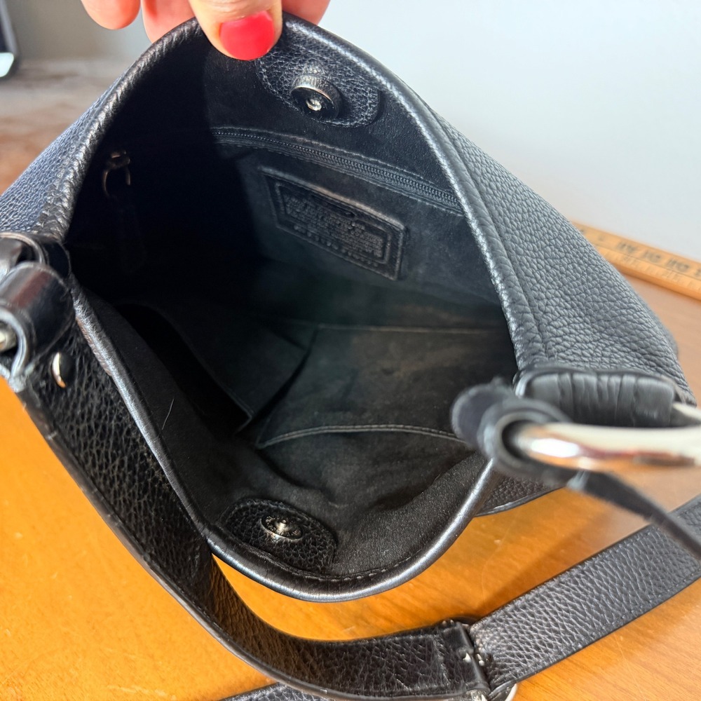 Coach Penelope Crossbody Bag Women Black Pebbled Leather Turnlock Classic - Picture 11 of 13